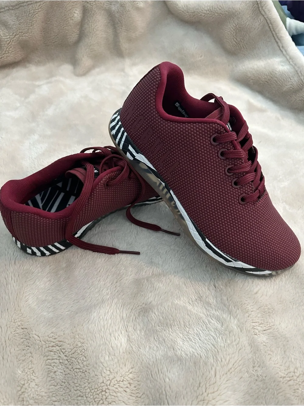 NOBULL Burgundy Lace-Up Trainer with Zebra Accents